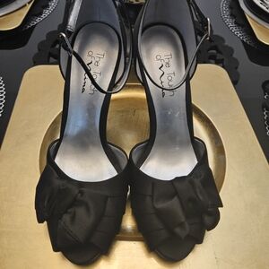 Touch of Nina Black Heels with Bow Accent